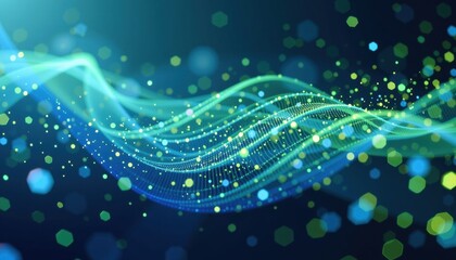 Wall Mural - abstract wave with bright particles and colorful light effects