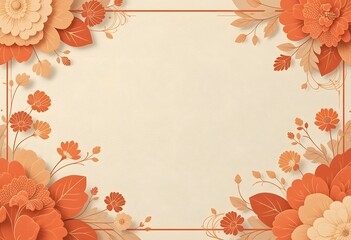 Aufkleber - Decorative Design Image, Soft Cream Background, Warm Orange Shapes, Vibrant Coral Accents. Beige Geometric Patterns Add Playful Touch, Modern Art Design For Creative Projects, Space For Text.
