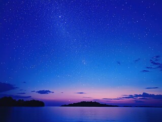 Wall Mural - serene nightscape featuring a starlit sky over tranquil water reflecting the vibrant colors of twili
