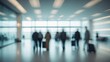 © GenZGraphics - Out-of-focus lobby of an office building or hotel with blurred interior view leading to the reception area, contemporary upscale lounge, bright room area featuring a hazy hallway and glass wall of