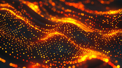 Wall Mural - wave of orange and black dots