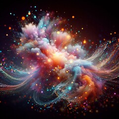 Wall Mural - Particle Cloud A particle cloud made of various particles