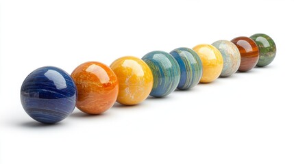 Wall Mural - colorful spheres arranged in a line create a vibrant visual effect. each sphere showcases different 