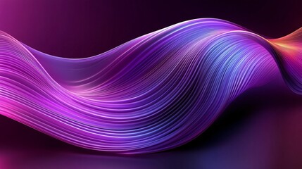 Dynamic 3D purple wave with glowing light and fluid curves for vibrant digital abstract backgrounds.