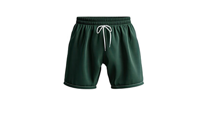 dark green athletic shorts, drawstring waist