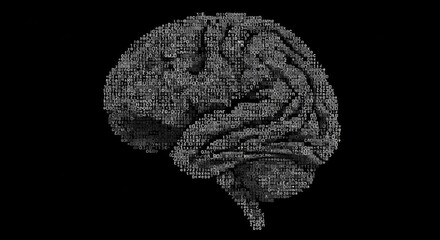 Brain shaped binary code symbolizing artificial intelligence innovation