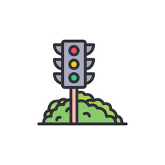 Wall Mural - Traffic light colored icons, minimalist vector illustration ,simple transparent graphic element .Isolated on white background