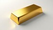 © Kai - Solid gold bar resting on plain white surface with soft illumination, glow, minimalist, shine