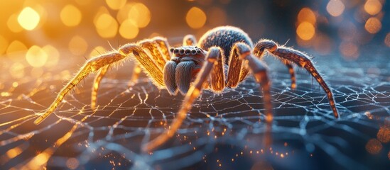 Spider on Web at Dusk