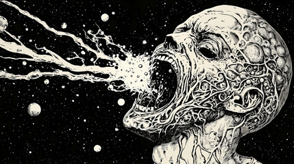 Wall Mural - a galaxy being devoured. devoured light. illustration