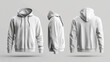 © Ahsan - White hoodie mockup template front side and back view for fashion apparel design presentation 3d rendering
