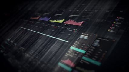 Leinwandbilder - Dynamic data visuals for business info graphics, animated charts, and data-driven insights for a business meeting mock-up. Explore the world of trading, stock exchanges, and crypto