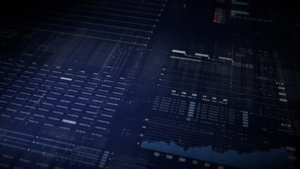 Leinwandbilder - Dynamic data visuals for business info graphics, animated charts, and data-driven insights for a business meeting mock-up. Explore the world of trading, stock exchanges, and crypto