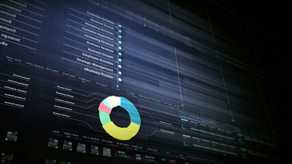 Leinwandbilder - Dynamic data visuals for business info graphics, animated charts, and data-driven insights for a business meeting mock-up. Explore the world of trading, stock exchanges, and crypto