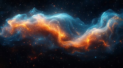 Wall Mural - A swirling nebula of vibrant orange and blue cosmic clouds.