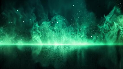 Wall Mural - abstract vibrant emerald smoke, shimmering surface and ethereal specks create a mysterious atmospher