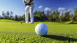 © plysuikvv - Golfer prepares for a swing on a bright sunny day Generative AI