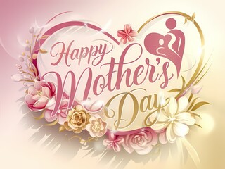  Elegant Happy Mother's Day greeting with glowing artistic typography floral details a heartwarming message in a high-resolution digital artwork perfect for celebration Mother's Day illustration design