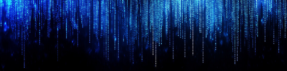 Blue binary data cyberspace background