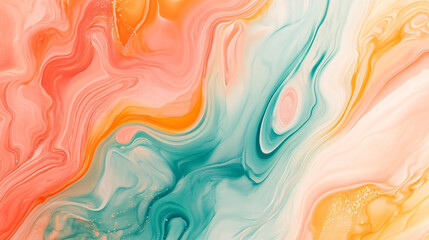 Wall Mural - Fluid art abstract composition showcasing colors and swirling patterns