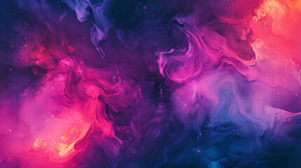 Wall Mural - A vibrant abstract painting of swirling nebulae in hues of pink, purple, and blue.
