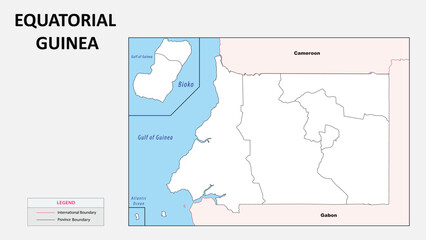 Naklejka na meble Equatorial Guinea map. Political map of Equatorial Guinea with Country border in outline. Political map of Equatorial Guinea with outline and neighbouring countries.