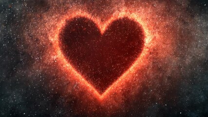Wall Mural - glowing heart-shaped nebula, celestial space art with romantic love symbol and shimmering stars in t