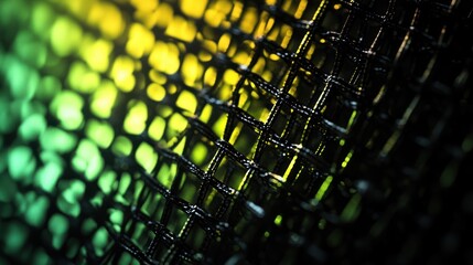 Close-up textured black mesh, vibrant background, studio shot, graphic design