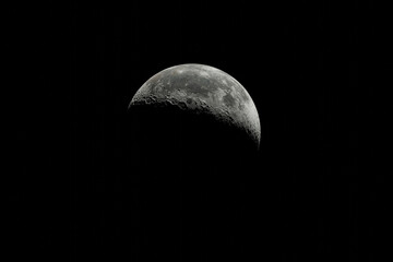 Wall Mural - moon with shadow in dark space. moon surface with craters.