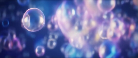 Wall Mural - anamorphic video of abstract background floating fantasy bubbles