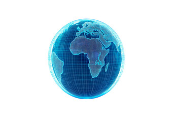 glowing wireframe of earth isolated on transparent background
