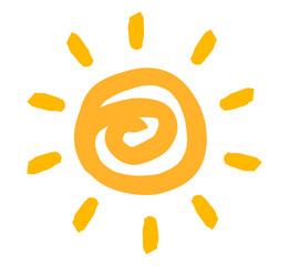 Wall Mural - sun icon painted illustration. doodle sun symbol drawing vector.
