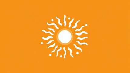 Aufkleber - Abstract sun design on orange background.