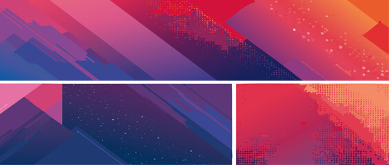 Canvas Print - abstract header background set with colorful halftone pattern vector design