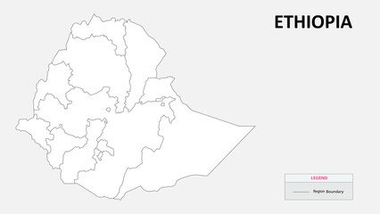 Naklejka na meble Ethiopia map. Country map of Ethiopia. Administrative map of Ethiopia with Countries names in outline.