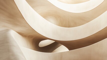 Leinwandbilder - Abstract curves of light beige wood interior architecture.