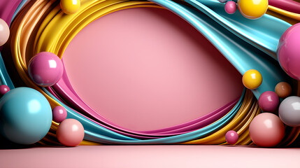 Wall Mural - a colorful background with a pink frame
