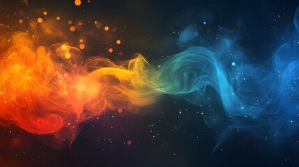 Wall Mural - A captivating abstract display of swirling, colorful smoke against a dark background.