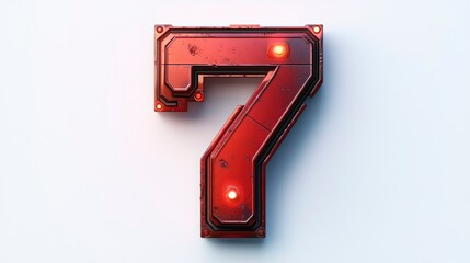 Aufkleber - Red metallic number seven with glowing elements on a white background.