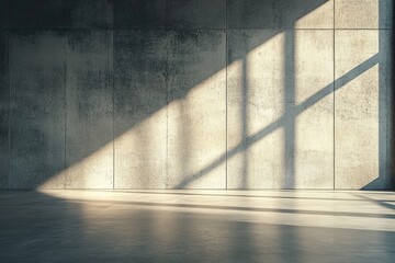 Poster - Sunlight casting shadows on empty concrete room wall and floor