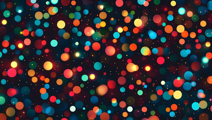 Wall Mural - A background of colorful Christmas lights, red and green ornaments, and strings of Christmas light decorations.
