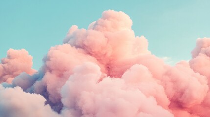 Aufkleber - Soft pink and white clouds fill a pastel blue sky, creating a dreamy, ethereal atmosphere.