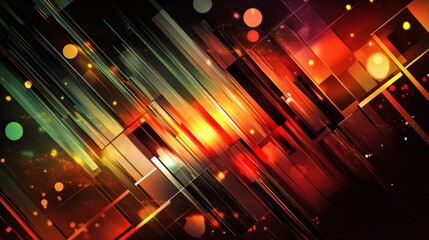 Wall Mural - a dynamic abstract design featuring vibrant lines and glowing rectangles.