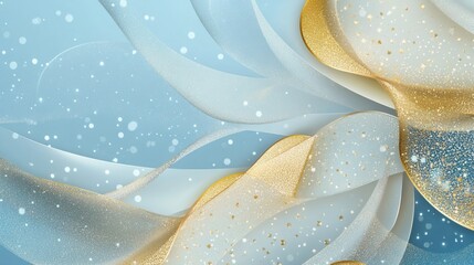 Wall Mural - a mesmerizing abstract design with flowing light blue and gold elements.