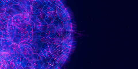 Wall Mural - abstract macro of quantum computing qubit spherical cell. subatomic patterns of cyber ai intelligenc