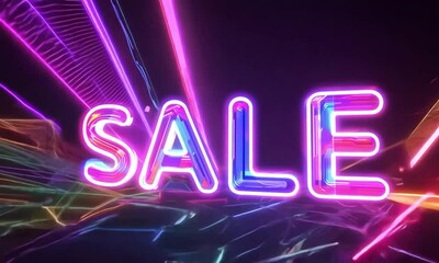 Wall Mural - flashing multi-colored sale text with animation made with generative ai technology