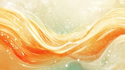 Wall Mural - abstract design with flowing orange and beige waves.