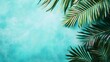 © lllCklll - Tropical palm leaves background with copy space