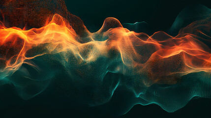 An abstract representation of digital data flow, showcasing streams of binary code against a dark background. Spectral Current. Illustration