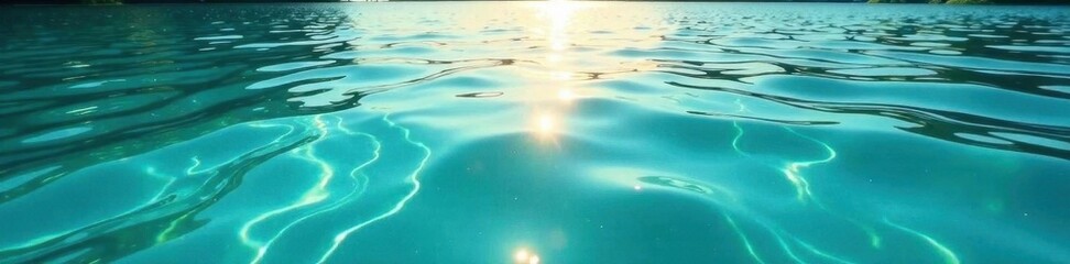 gentle waves on a clear lake under bright sun, sun, lake